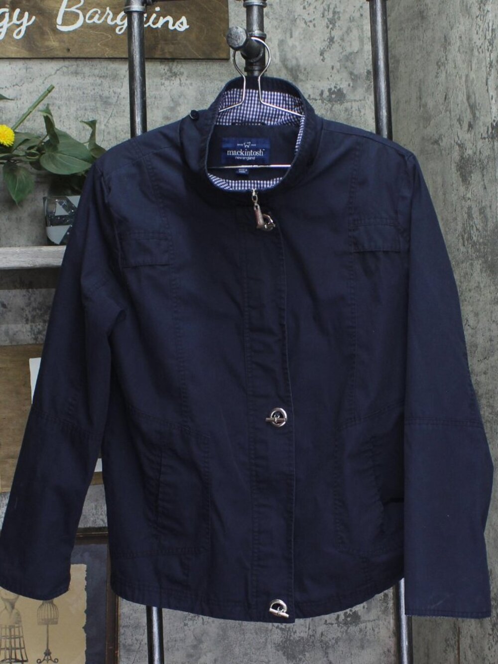 Mackintosh Navy Blue England Double Closure Parka Anorak Jacket Coat Sz L